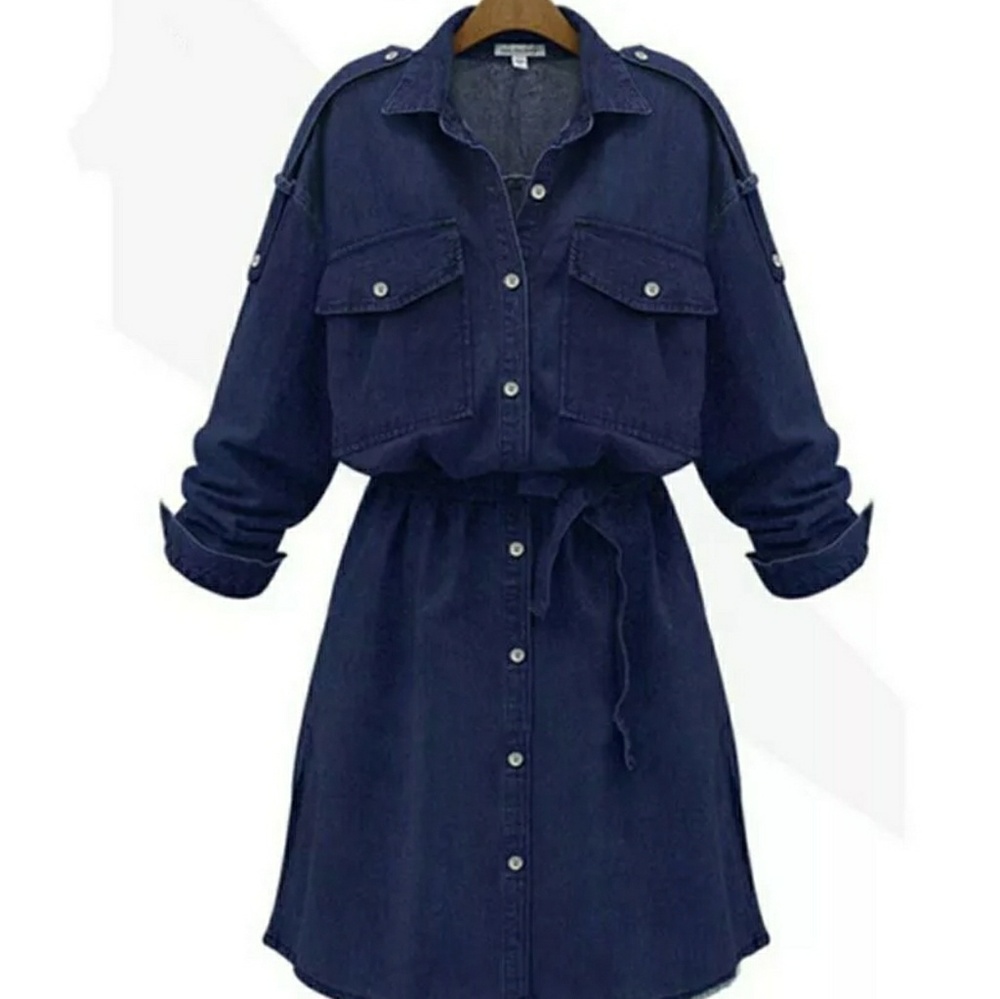 New long sleeve denim tunic dress S